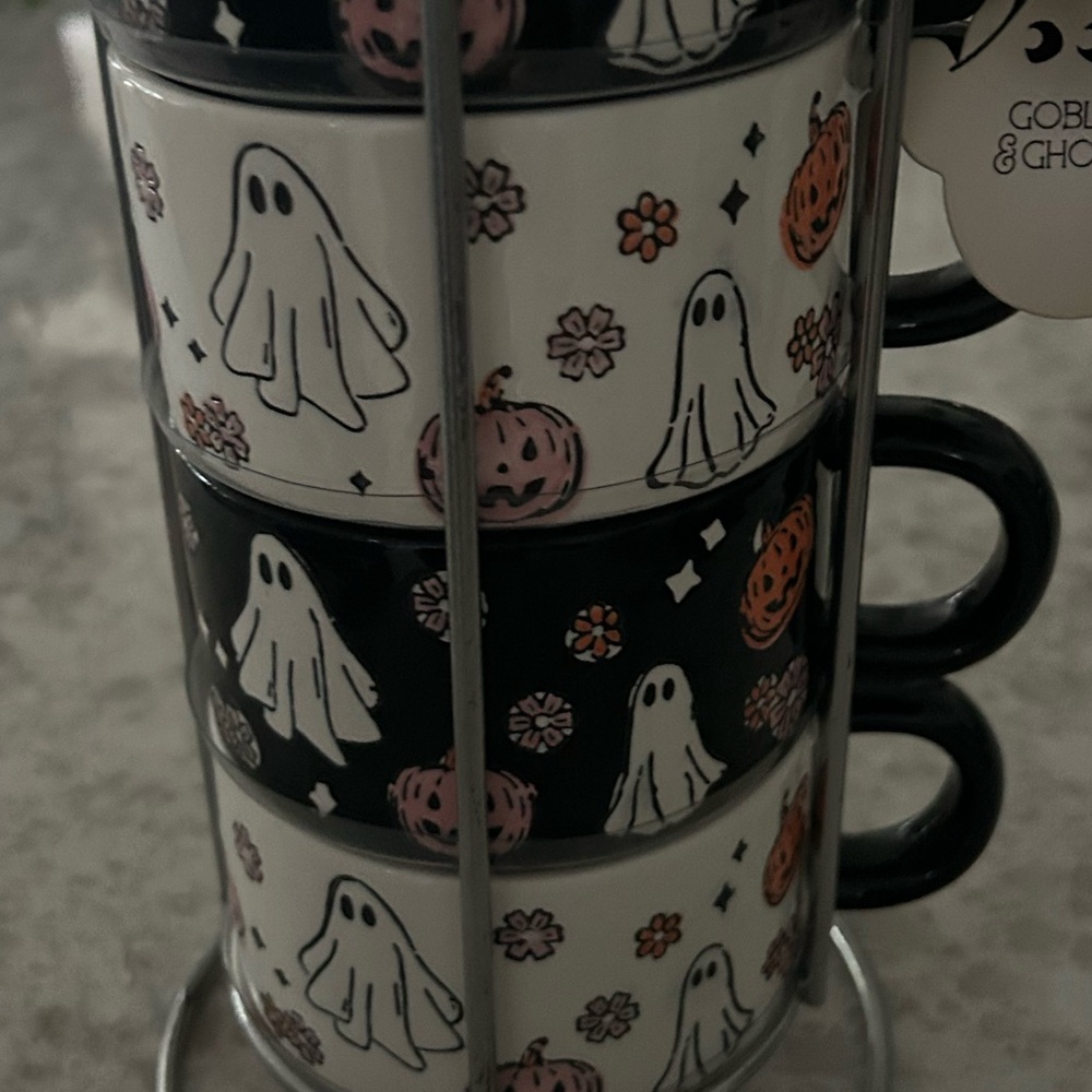 “New” Ghost and Pumpkin Stacking Mugs - Picture 3 of 8